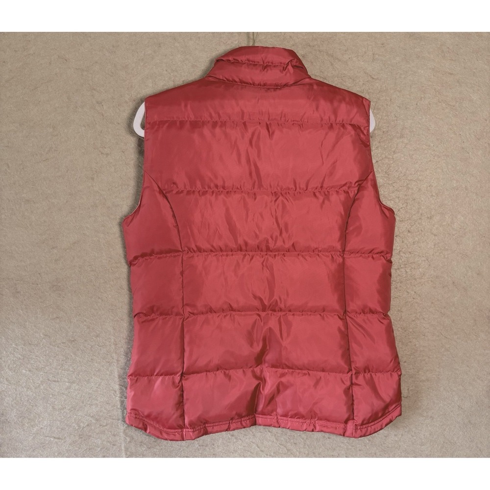 Roots Quilted Down Vest Womens Sz L Red Pink Full Zip Snap Mock Neck Pockets - Picture 3 of 8